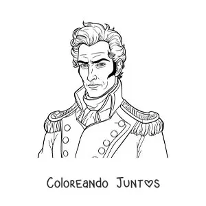 Imagen para colorear de Simón Bolívar animado
