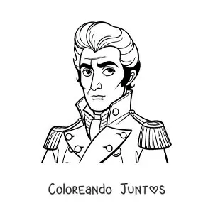 Imagen para colorear de Simón Bolívar animado en caricatura