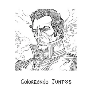 Imagen para colorear de la recreación del rostro de Simón Bolívar