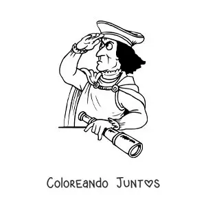 Imagen para colorear de caricatura de Cristóbal Colón para niños