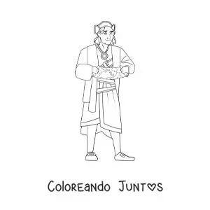 Imagen para colorear de Cristóbal Colón animado con un mapa