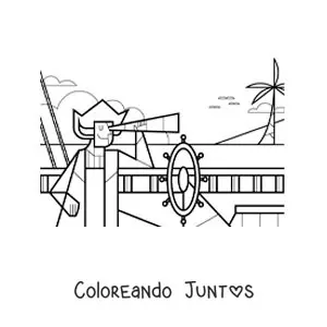 Imagen para colorear de Cristóbal Colón llegando a américa para niños