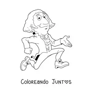 Imagen para colorear de caricatura infantil de George Washington