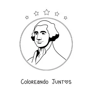 Imagen para colorear de George Washington fácil con estrellas