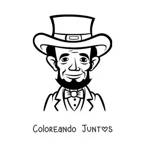 Imagen para colorear de Abraham Lincoln animado con sombrero de copa