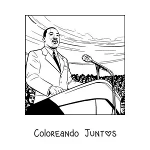 Imagen para colorear de Martin Luther King dando un discurso