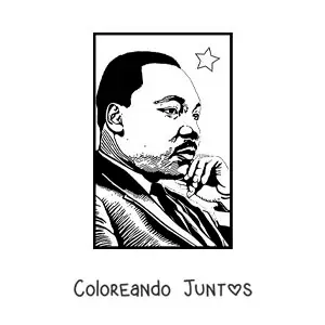 Imagen para colorear de un retrato de Martin Luther King