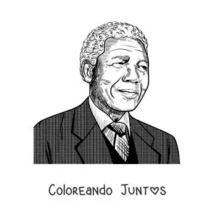 Imagen para colorear de Nelson Mandela realista