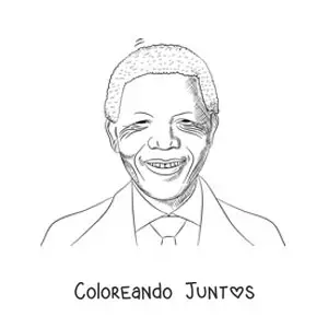Imagen para colorear de Nelson Mandela sonriendo