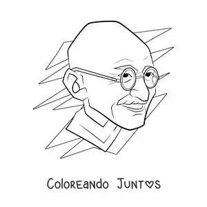 Imagen para colorear de un retrato de Mahatma Gandhi fácil