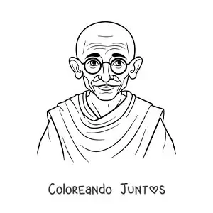 Imagen para colorear de un retrato de Mahatma Gandhi animado