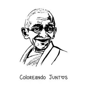 Imagen para colorear del rostro de Gandhi
