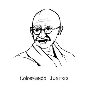 Imagen para colorear de Mahatma Gandhi fácil