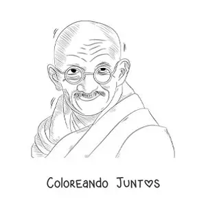 Imagen para colorear de un retrato a lápiz de Gandhi