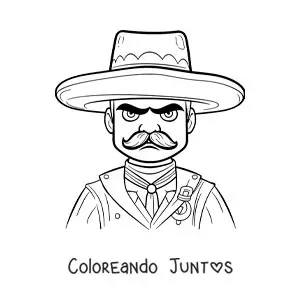 Imagen para colorear de una caricatura del revolucionario Emiliano Zapata