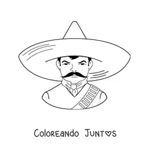 Imagen para colorear de Emiliano Zapata animado