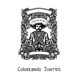 Imagen para colorear de Emiliano Zapata en la revolución mexicana