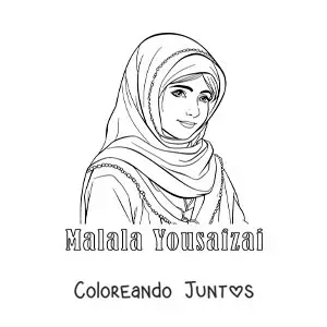 Imagen para colorear de Malala Yousafzai animada