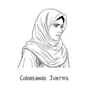 Imagen para colorear de un retrato fácil de Malala Yousafzai
