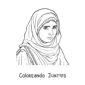 Imagen para colorear de un retrato de Malala la ganadora del premio nobel