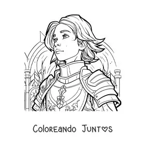 Imagen para colorear de Juana de Arco animada con su armadura
