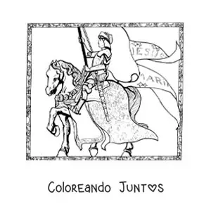 Imagen para colorear de Juana de Arco en su caballo