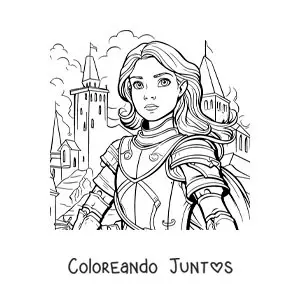 Imagen para colorear de Juana de Arco con su armadura