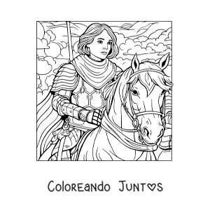 Imagen para colorear de Juana de Arco animada su caballo