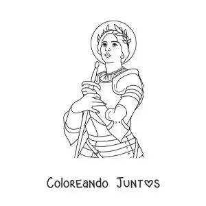 Imagen para colorear de Santa Juana de Arco y su espada