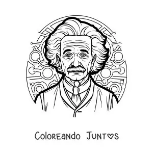Imagen para colorear de Albert Einstein el científico animado