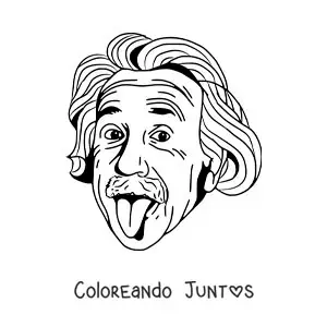 Imagen para colorear de Albert Einstein sacando la lengua