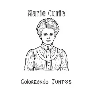 Imagen para colorear de Marie Curie animada con su nombre