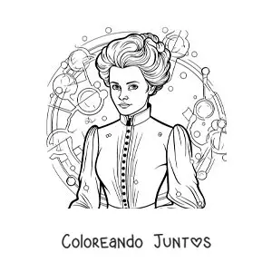 Imagen para colorear de la científico Marie Curie animada