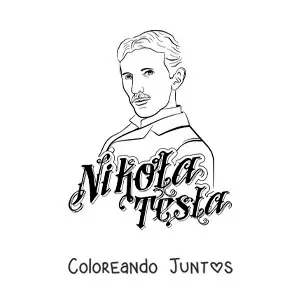 Imagen para colorear de Nikola Tesla con su nombre