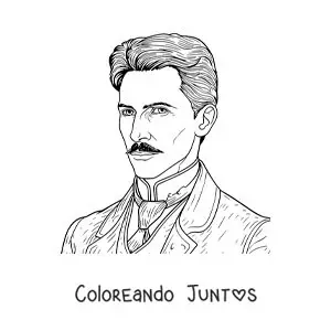 Imagen para colorear de un retrato de Nikola Tesla