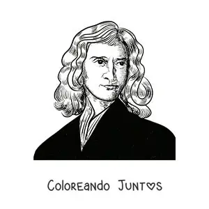 Imagen para colorear de un retrato de Isaac Newton