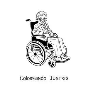 Imagen para colorear de una caricatura de Stephen Hawking