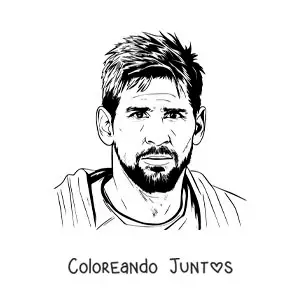 Imagen para colorear de un retrato de Lionel Messi