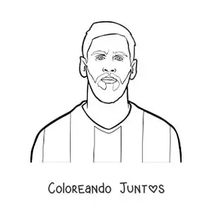 Imagen para colorear de un retrato de Lionel Messi animado fácil