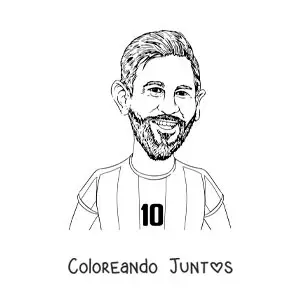Imagen para colorear de una caricatura del futbolista Lionel Messi