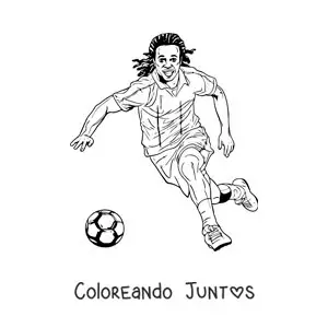 Imagen para colorear de Ronaldinho animado en un partido de soccer
