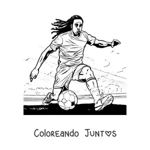 Imagen para colorear de Ronaldinho realista jugando fútbol