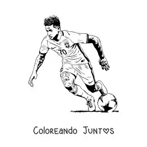Imagen para colorear de Neymar realista jugando fútbol