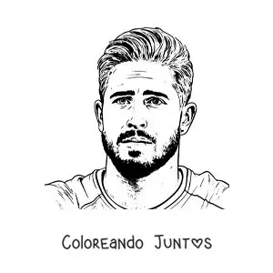 Imagen para colorear de retrato de Sergio Ramos con el cabello corto en estilo realista