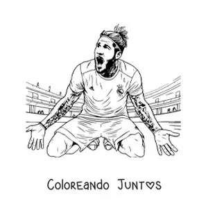 Imagen para colorear de Sergio Ramos celebrando un gol