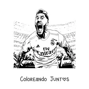 Imagen para colorear de Sergio Ramos celebrando en un partido de fútbol