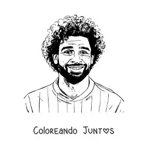 Imagen para colorear de retrato de Mohamed Salah en estilo realista