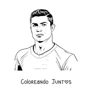 Imagen para colorear de retrato de Cristiano Ronaldo animado