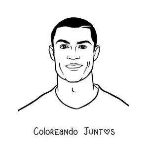 Imagen para colorear de retrato de Cristiano Ronaldo fácil
