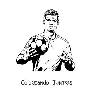 Imagen para colorear de Cristiano Ronaldo con un balón de fútbol